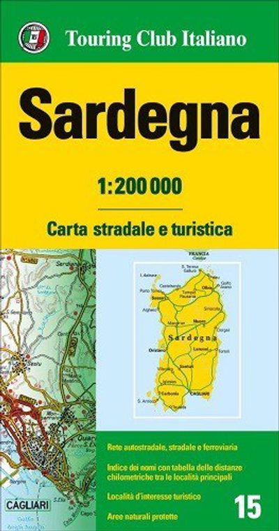 Sardinia Italy Regional Street Map by Touring Club of Italy