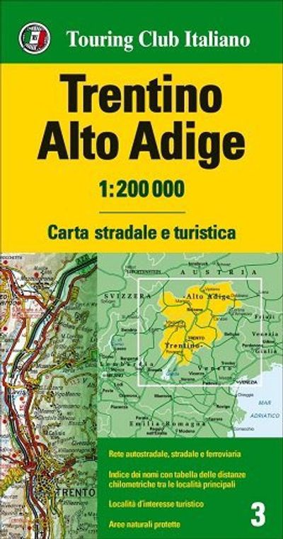 Trentino Italy Regional Street Map by Touring Club of Italy