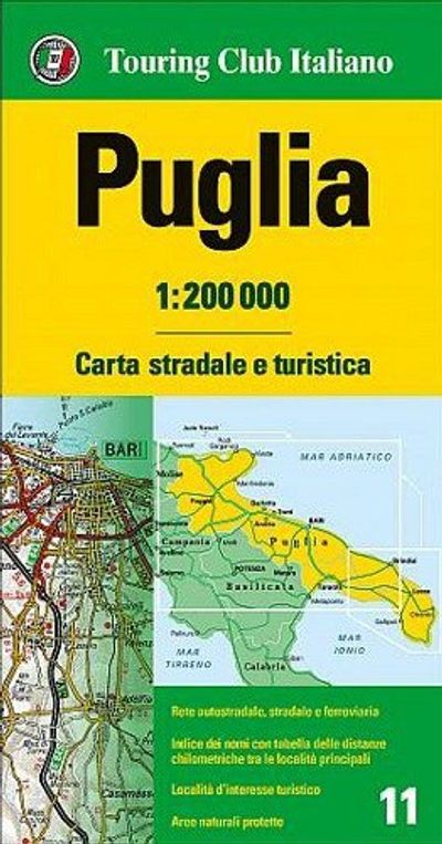 Puglia Italy Regional Street Map by Touring Club of Italy