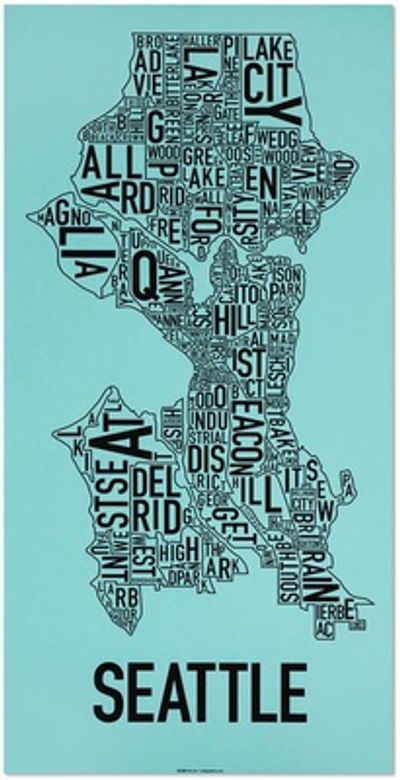 Seattle Neighborhoods Graphic in Blue by Ork