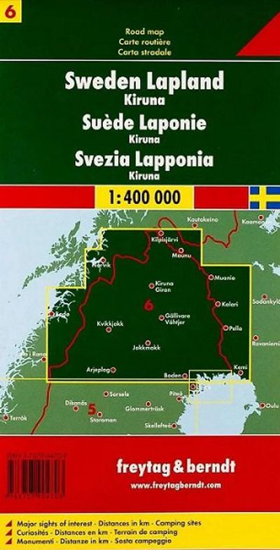 Sweden Lapland North Travel Map Freytag and Berndt