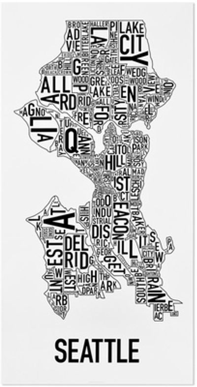 Seattle Neighborhood Map (Black & White)