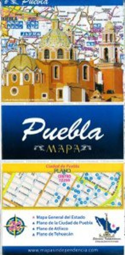 Puebla Mexico State Travel Road Folded Map