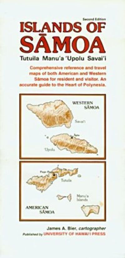 Samoa Islands Folded Travel Map with Shaded Relief and Detailed Island Insets