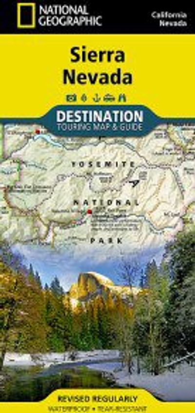 Sierra Nevada Road Map Destination National Geographic Folded