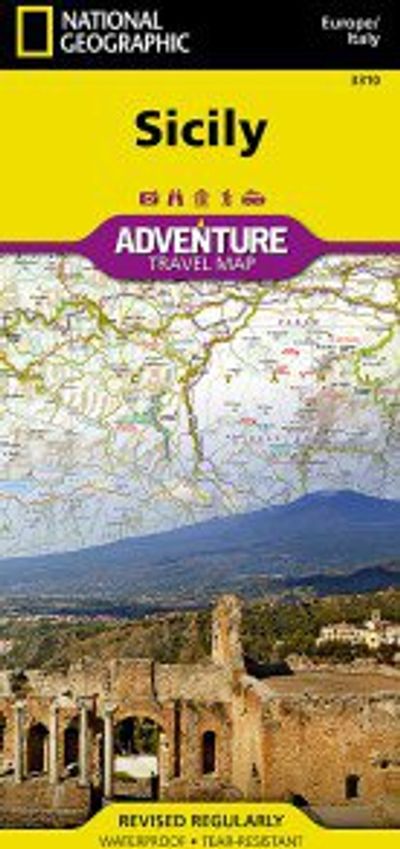 Sicily Italy Travel Adventure Road Map Waterproof Topo Nat Geo