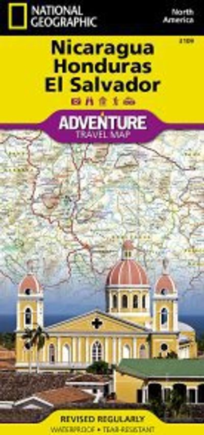 Nicaragua Honduras El Salvador Travel Adventure Road Map Topo Nat Geo