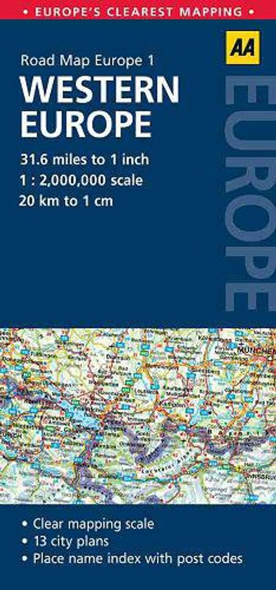 Folded Road Map of Western Europe - International Travel Maps