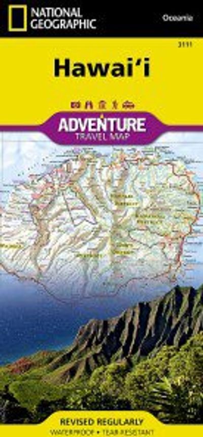 Hawaii Travel Adventure Road Map Topo Waterproof Nat Geo