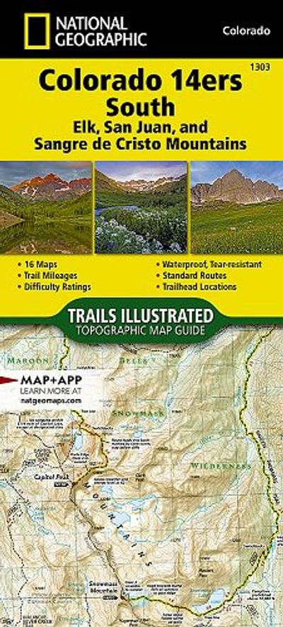 Colorado 14ers Fourteeners South Trails Illustrated Hiking Waterproof Topo Maps