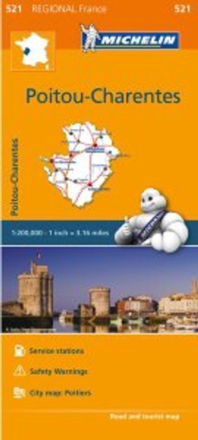 Poitou-Charentes Regional Map, 521 by Michelin