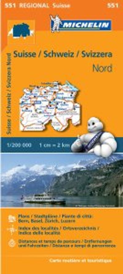 Switzerland North Travel Map 551 by Michelin