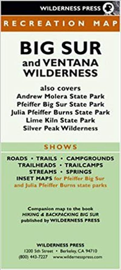 Big Sur and Ventana Wilderness Folded Recreation Map