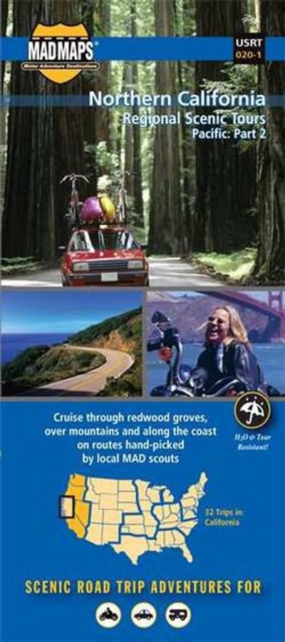 Northern California Folded Road Trip Map Guide