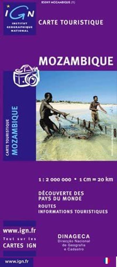 Mozambique Topographic Travel Road Map IGN