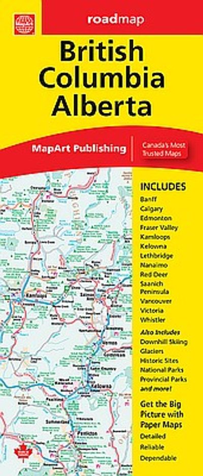 British Columbia Alberta Folded Road Map by MapArt - Cover