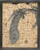 Lake Michigan 3D Wood Chart - Small Size - Gray Frame