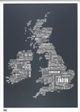 British Isles UK Typographic Wall Map Poster