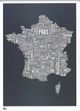 France Typographic Wall Map Decorative