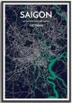 Saigon City Map Graphic Wall Art Poster Point Two