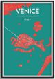 Venice Italy City Map Art Wall Graphic using Streets and Colors