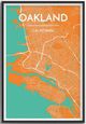 Oakland City Map Graphic Wall Art Point Two