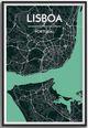 Lisboa Portugal City Map Art Wall Graphic using Streets and Colors