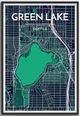 Green Lake Seattle City Map Graphic Wall Art Point Two