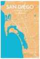 San Diego Orange City Map Graphic Wall Art Point Two Detail