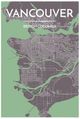 Vancouver Canada City Map Art Wall Graphic using Streets and Colors Green