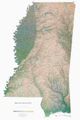 Mississippi State Wall Map with Shaded Terrain Relief by Raven Maps