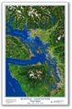 Seattle to Vancouver from Space Satellite Wall Map with Place Names