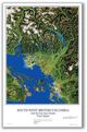 SW British Columbia from Space Satellite Wall Map