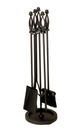 4-Piece Fireplace Tool Set - Black - Ball and Loop Handle