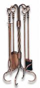 4-Piece Fireplace Tool Set - Antique Copper - Twisted Handles 
