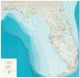 Florida State Wall Map by USGS with bathymetry