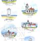 Lighthouses of Washington State Watercolor Illustration - Detail